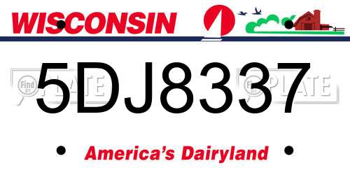 5DJ8337 Wisconsin License Plate