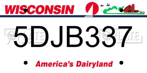 5DJB337 Wisconsin License Plate
