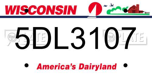 5DL3107 Wisconsin License Plate