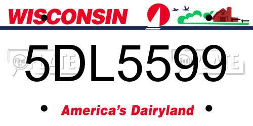 5DL5599 Wisconsin License Plate