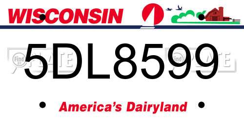 5DL8599 Wisconsin License Plate
