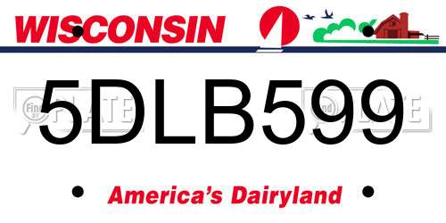 5DLB599 Wisconsin License Plate