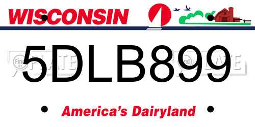 5DLB899 Wisconsin License Plate