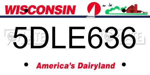 5DLE636 Wisconsin License Plate