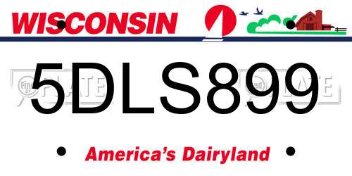 5DLS899 Wisconsin License Plate