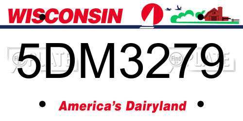 5DM3279 Wisconsin License Plate