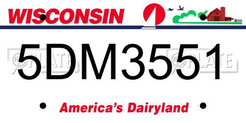 5DM3551 Wisconsin License Plate