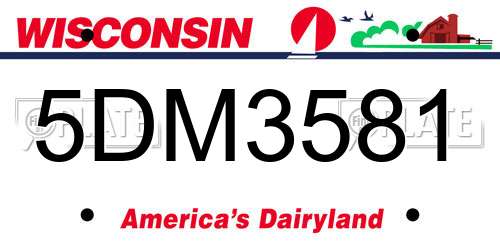 5DM3581 Wisconsin License Plate