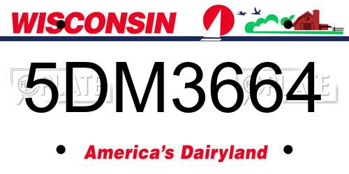 5DM3664 Wisconsin License Plate