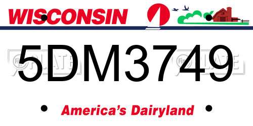 5DM3749 Wisconsin License Plate