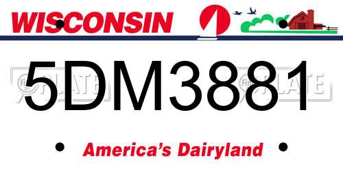 5DM3881 Wisconsin License Plate