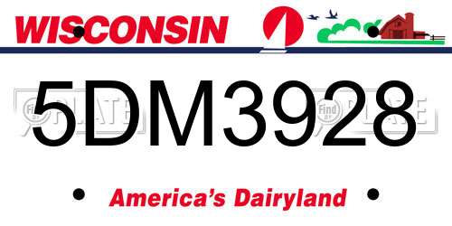 5DM3928 Wisconsin License Plate