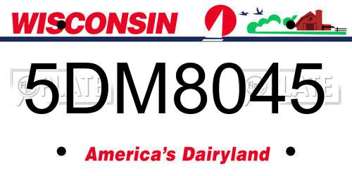 5DM8045 Wisconsin License Plate