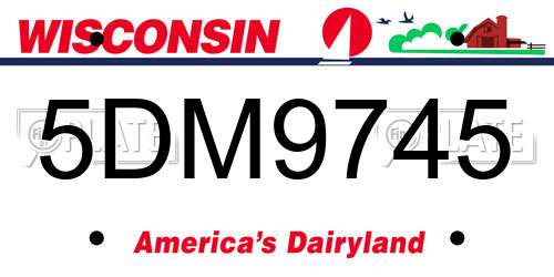 5DM9745 Wisconsin License Plate