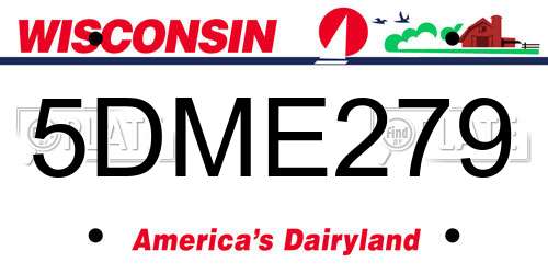 5DME279 Wisconsin License Plate