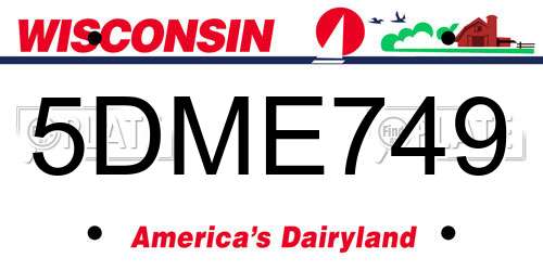 5DME749 Wisconsin License Plate