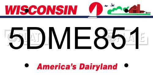 5DME851 Wisconsin License Plate