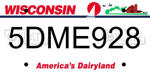 5DME928 Wisconsin License Plate