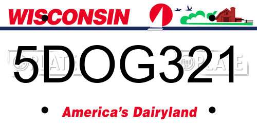 5DOG321 Wisconsin License Plate