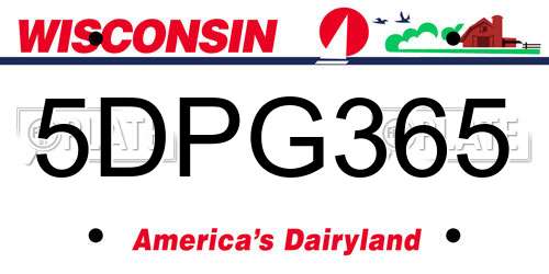 5DPG365 Wisconsin License Plate