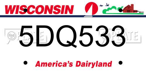 5DQ533 Wisconsin License Plate