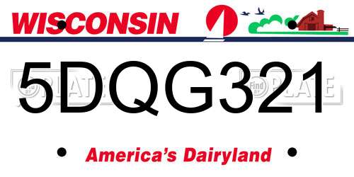 5DQG321 Wisconsin License Plate