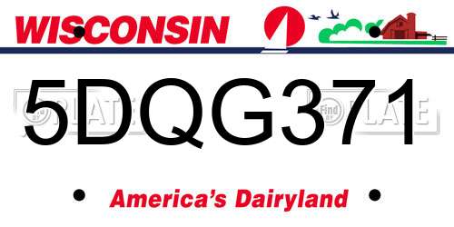 5DQG371 Wisconsin License Plate
