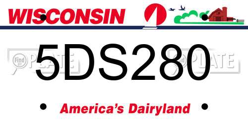 5DS280 Wisconsin License Plate