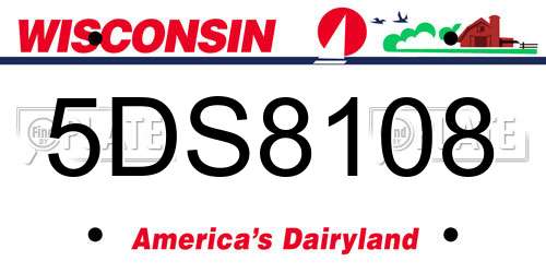 5DS8108 Wisconsin License Plate