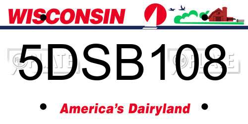 5DSB108 Wisconsin License Plate