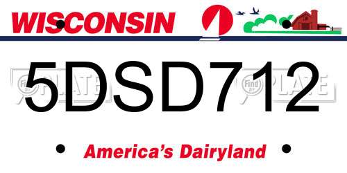 5DSD712 Wisconsin License Plate