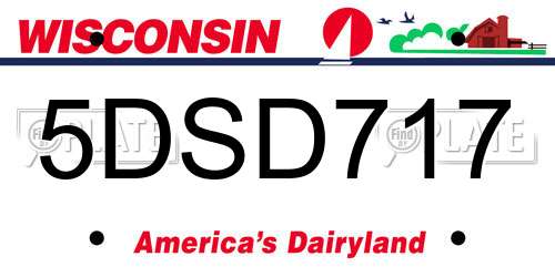 5DSD717 Wisconsin License Plate