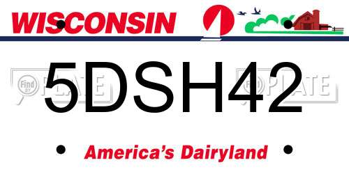5DSH42 Wisconsin License Plate