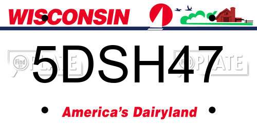 5DSH47 Wisconsin License Plate