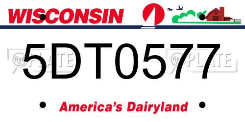 5DT0577 Wisconsin License Plate