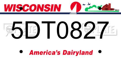 5DT0827 Wisconsin License Plate