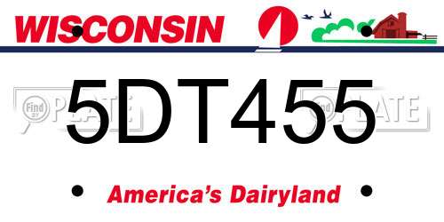 5DT455 Wisconsin License Plate
