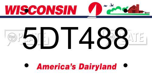 5DT488 Wisconsin License Plate