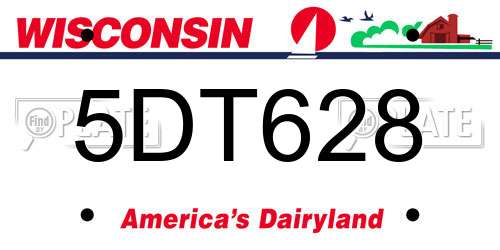 5DT628 Wisconsin License Plate
