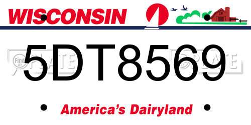 5DT8569 Wisconsin License Plate