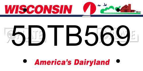 5DTB569 Wisconsin License Plate