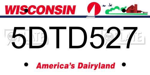 5DTD527 Wisconsin License Plate