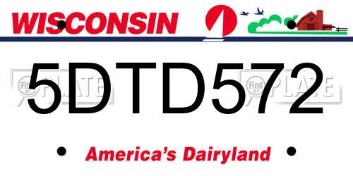 5DTD572 Wisconsin License Plate