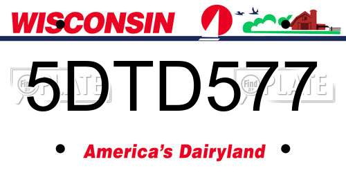 5DTD577 Wisconsin License Plate