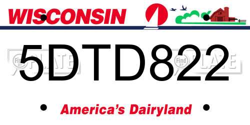 5DTD822 Wisconsin License Plate