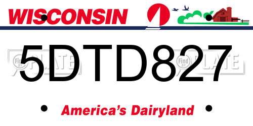 5DTD827 Wisconsin License Plate