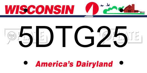 5DTG25 Wisconsin License Plate