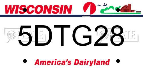 5DTG28 Wisconsin License Plate
