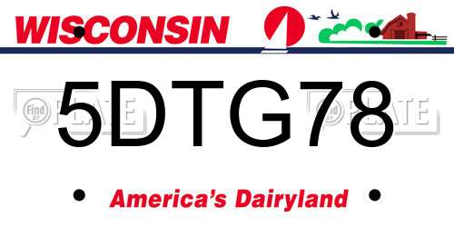 5DTG78 Wisconsin License Plate