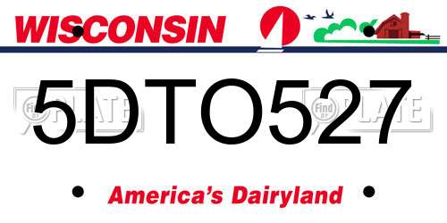 5DTO527 Wisconsin License Plate